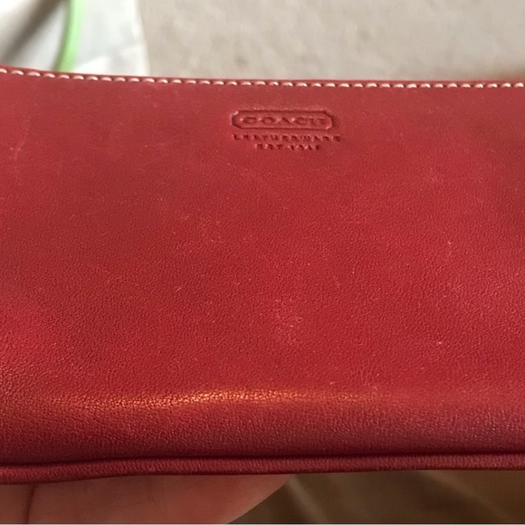 Coach-Red Leather Coin Wristlet - Picture 7 of 7